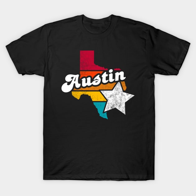 Austin Texas Vintage Distressed Souvenir T-Shirt by NickDezArts